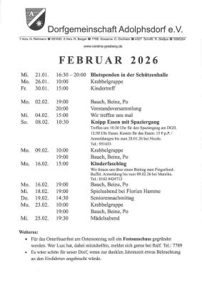 Programm für Februar 2026