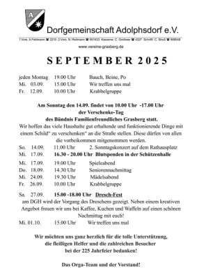 Programm für September 2025
