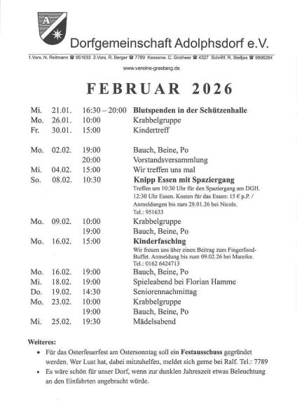 Programm für den Februar 2026